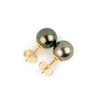 Forest Rose 10mm Tahitian Pearl Statement Stud Earrings