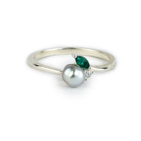 Tahitian Keshi Pearl & Gemstone Natura Ring on Sterling Silver