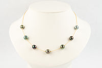 Bejeweled Tin-Cup Tahitian Pearl Necklace on 14/20 Gold Filled