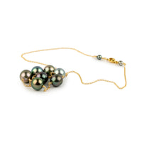 Bejeweled Tin-Cup Tahitian Pearl Necklace on 14/20 Gold Filled