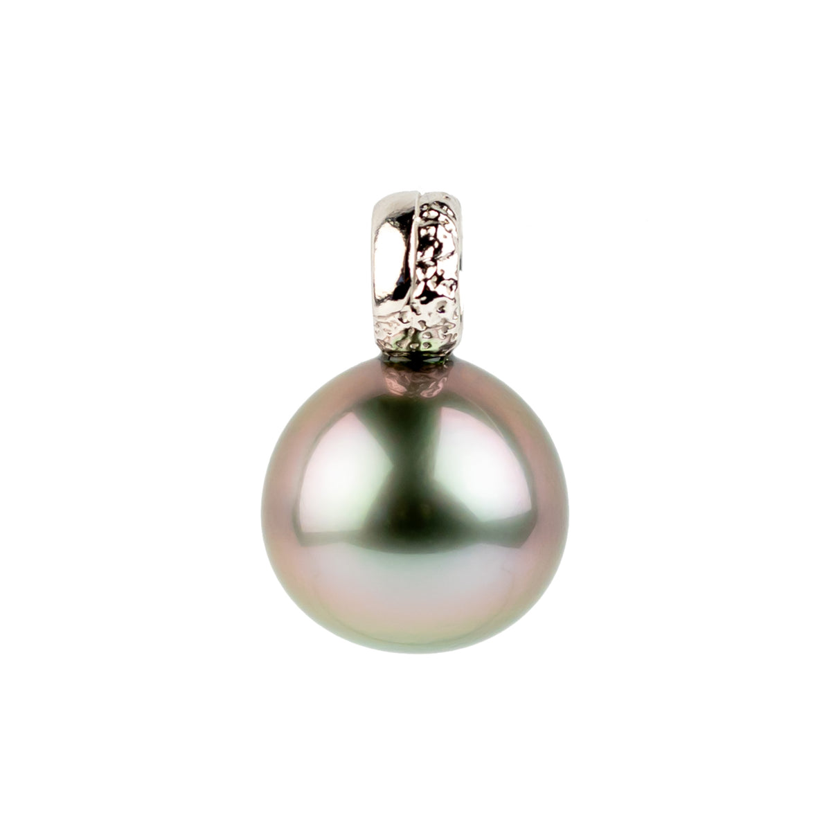 Plumeria Pink 11.1mm Tahitian Pearl Pendant on 18K White Gold