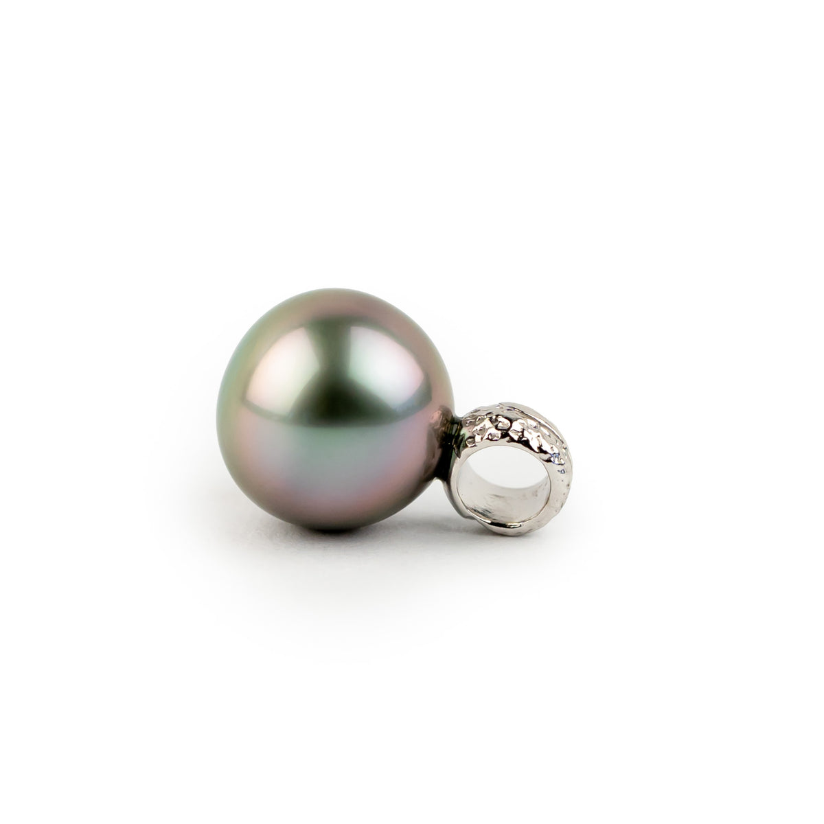 Plumeria Pink 11.1mm Tahitian Pearl Pendant on 18K White Gold