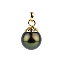 Bronze Green 10.2mm Tahitian Pearl Filigree Pendant