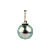 Aqua Pink 9mm Tahitian Pearl Mermaid Pendant on 14K White Gold
