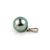 Aqua Pink 9mm Tahitian Pearl Mermaid Pendant on 14K White Gold