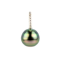 Deep Green Flash 9mm Tahitian Pearl Pendant on Sterling Silver