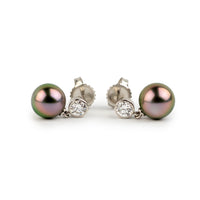 Tahitian Pearl & Diamond Nova Earrings on 14K White Gold