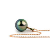 Ocean Sunset Tahitian Pearl & Emerald Éclat Necklace on 14KRG