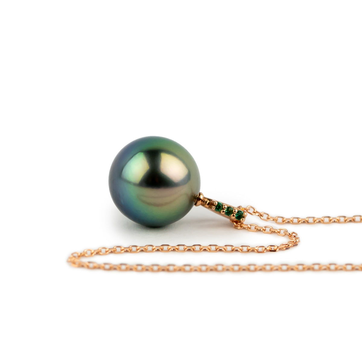 Ocean Sunset Tahitian Pearl & Emerald Éclat Necklace on 14KRG
