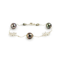 Pink Paradise Tiaré Tahitian Pearl Tin Cup Bracelet on Sterling Silver