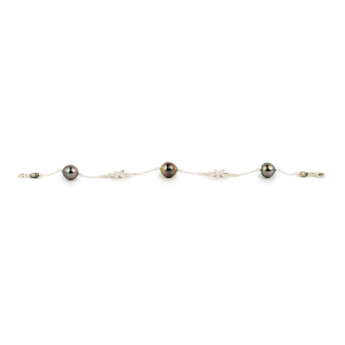 Pink Paradise Tiaré Tahitian Pearl Tin Cup Bracelet on Sterling Silver