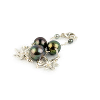 Dark Rainbow Tiaré Tahitian Pearl Tin Cup Bracelet on Sterling Silver
