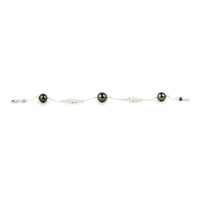 Dark Rainbow Tiaré Tahitian Pearl Tin Cup Bracelet on Sterling Silver