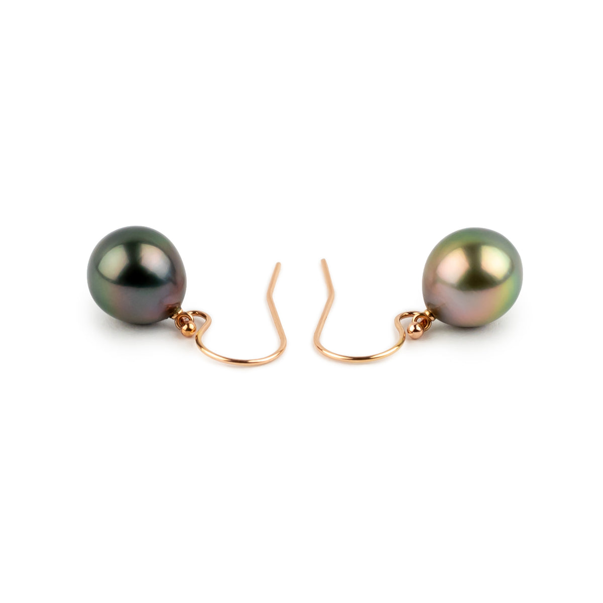 Sunset & Sunrise Drop Tahitian Pearl Dangle Earrings on 14K Rose Gold