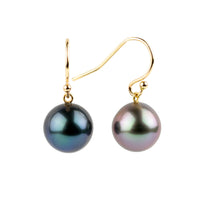 Lapis & Fuchsia Tahitian Pearl Dangle Earrings on 14K Yellow Gold