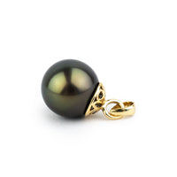 Bronze Green 10.2mm Tahitian Pearl Filigree Pendant