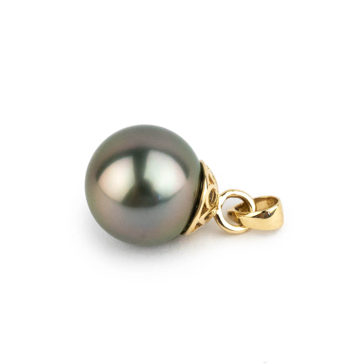 Pink Green 10.4mm Tahitian Pearl Filigree Pendant