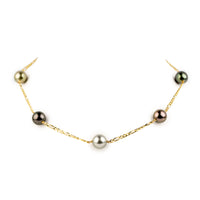 Wild Flower Statement Tahitian Pearl Necklace on 14k Yellow Gold