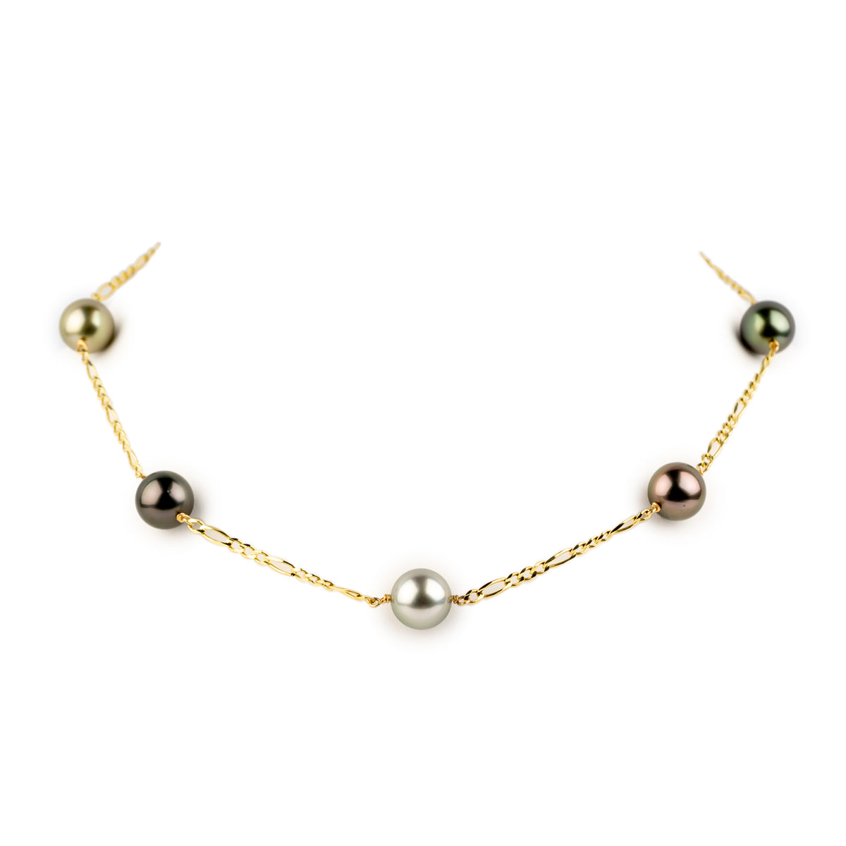 Wild Flower Statement Tahitian Pearl Necklace on 14k Yellow Gold