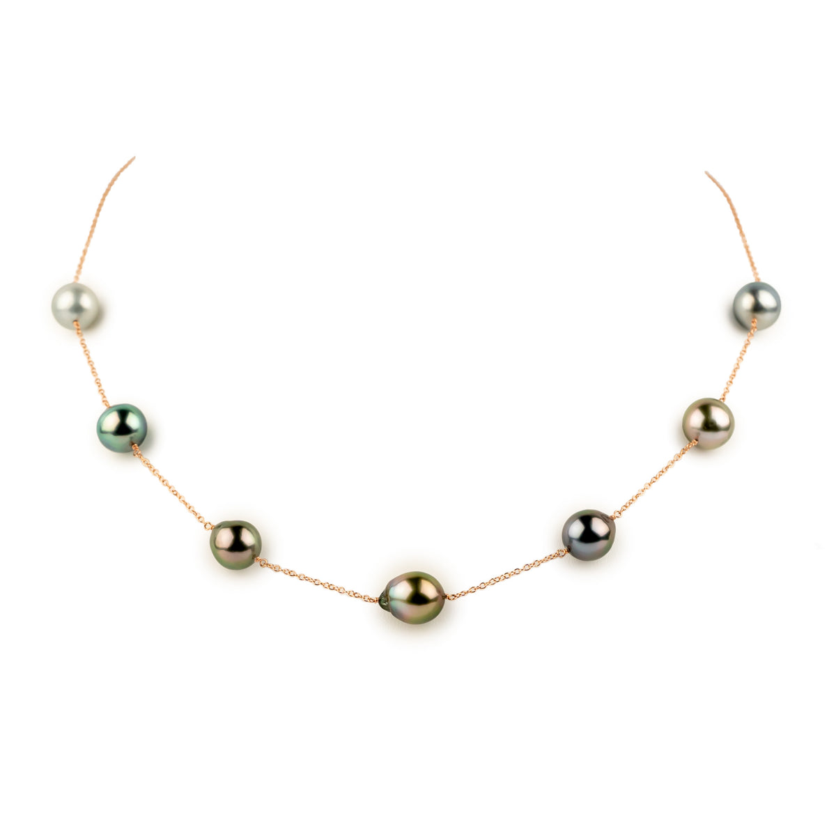 Sweetheart Baroque Tin-Cup Tahitian Pearl Necklace on 14K Rose Gold