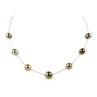 Rose Garden Tin-Cup Tahitian Pearl Necklace on 14K White Gold