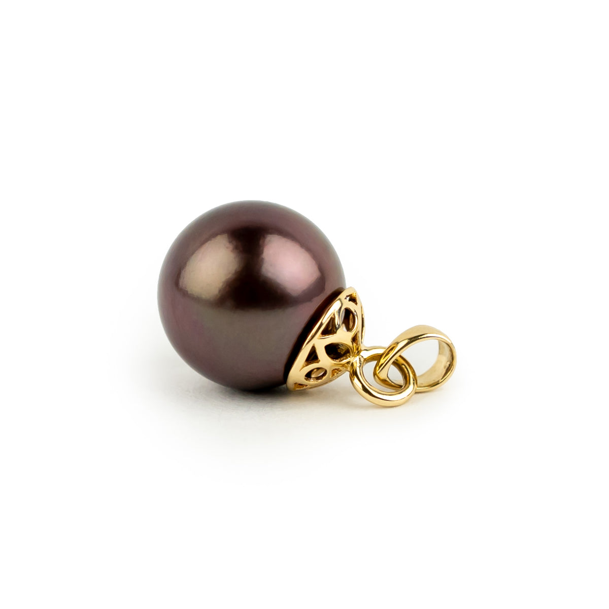 Dark Cherry 10.3mm Tahitian Pearl Filigree Pendant