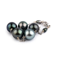 Silvery Blues Tahitian Pearl Tin Cup Bracelet on 14k White Gold
