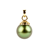 Green Flash 10mm Tahitian Pearl Filigree Pendant