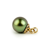 Green Flash 10mm Tahitian Pearl Filigree Pendant