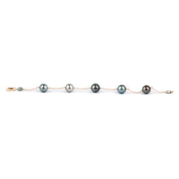 Multi-Colored Tahitian Pearl Tin Cup Bracelet on 14K Rose Gold