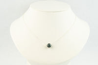 Deep Indigo 10.2mm Tahitian Pearl Solitaire Necklace on Sterling Silver
