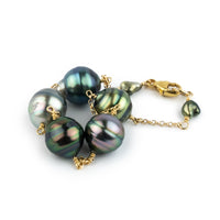 Multi-Colorful Circled Tin-Cup Tahitian Pearl Bracelet on 14/20 Gold Filled