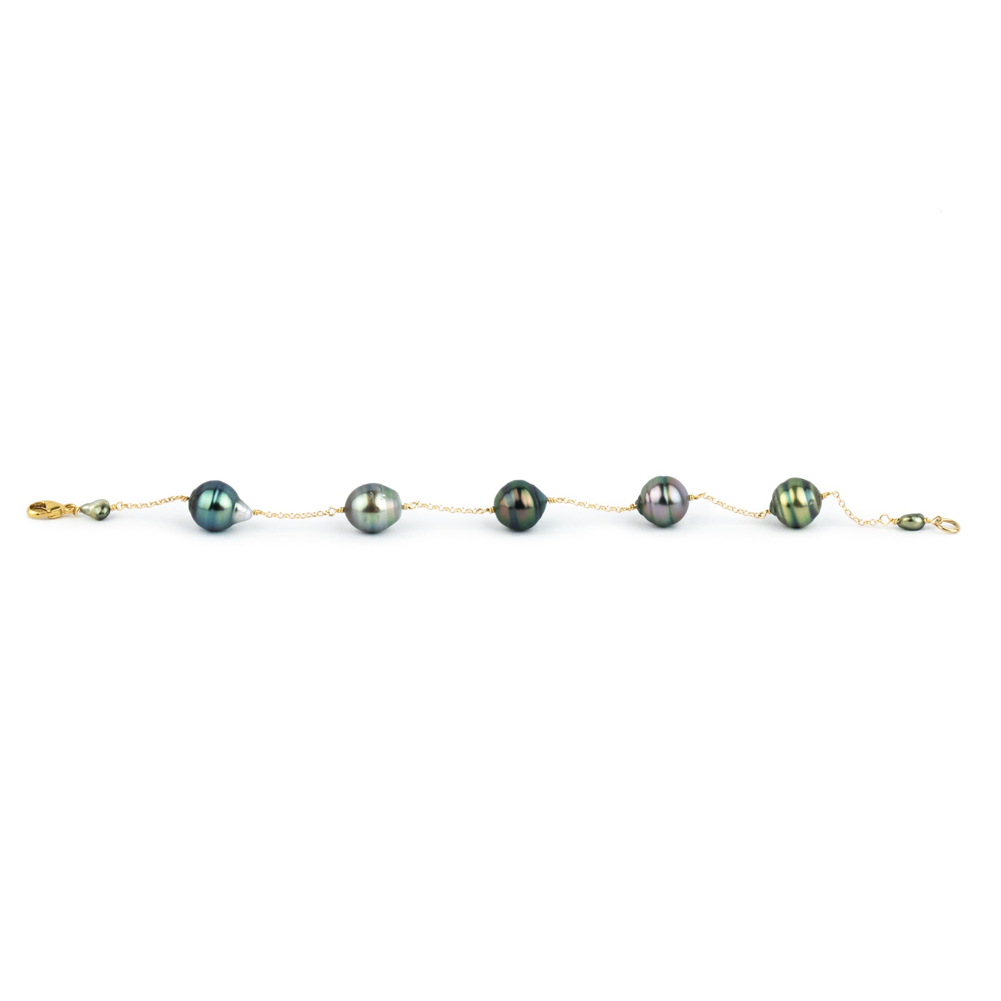 Multi-Colorful Circled Tin-Cup Tahitian Pearl Bracelet on 14/20 Gold Filled
