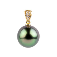 Tahitian Pearl & Diamond 13.7mm Maia Pendant on 14K Yellow Gold