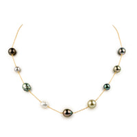 Tahitian Pearl Harvest Tin Cup Necklace on 14K Yellow Gold