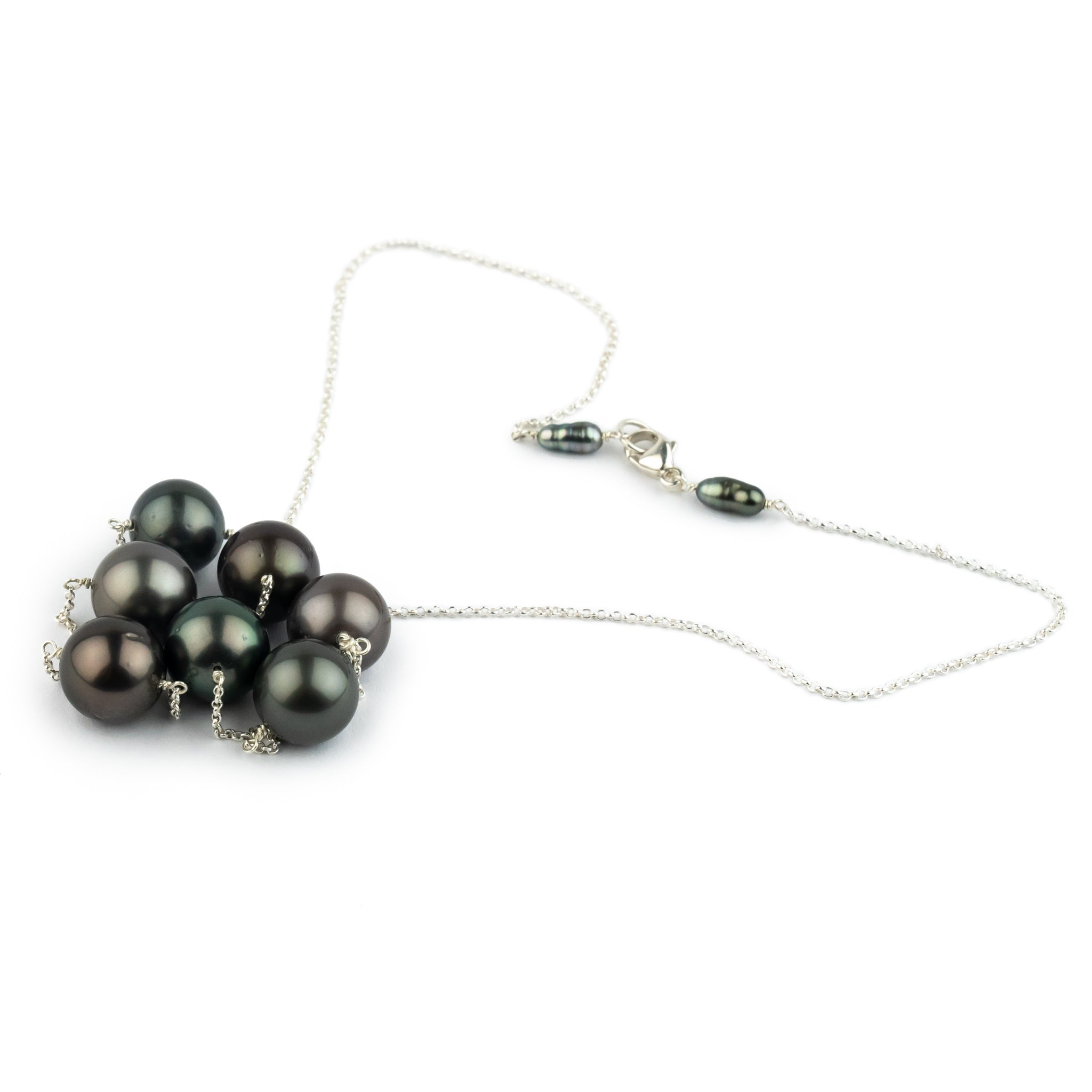 Dusky Purple Tin-Cup Tahitian Pearl Necklace on Sterling Silver