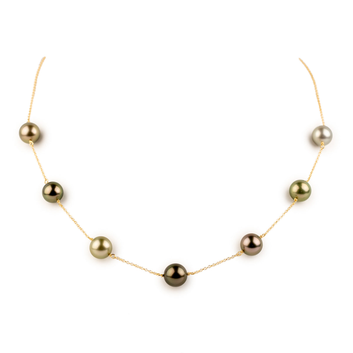 Earth Tones Tin-Cup Tahitian Pearl Necklace on 14/20 Gold Filled