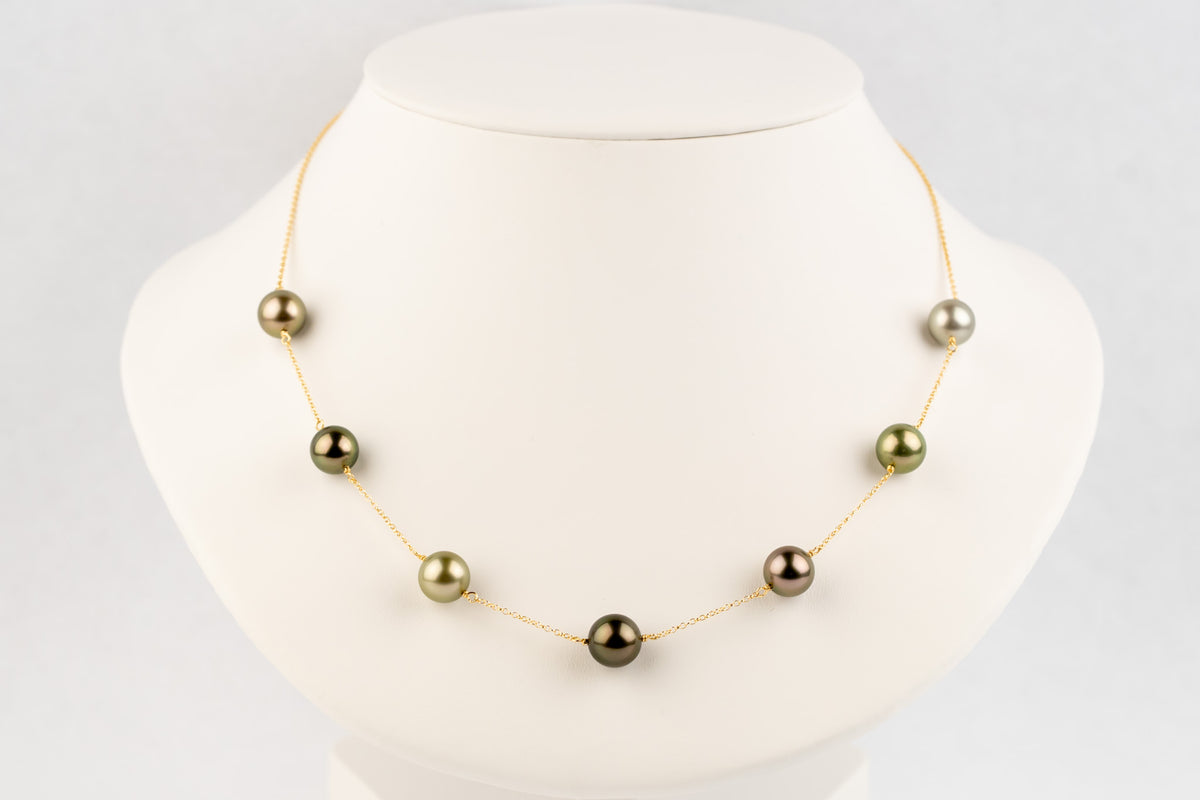 Earth Tones Tin-Cup Tahitian Pearl Necklace on 14/20 Gold Filled