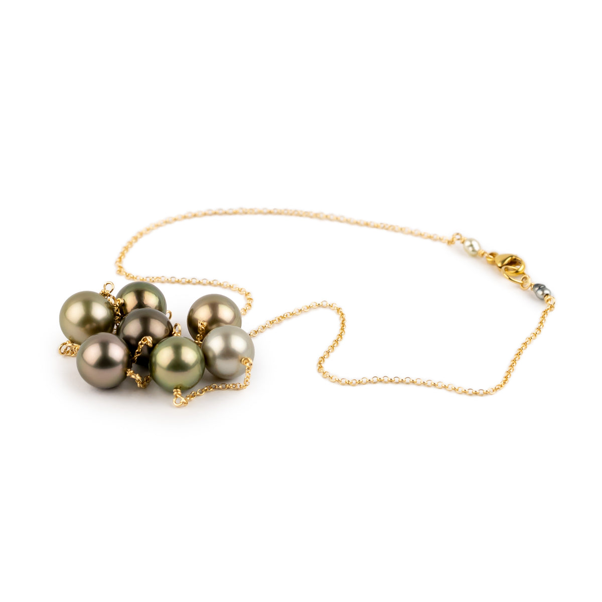Earth Tones Tin-Cup Tahitian Pearl Necklace on 14/20 Gold Filled