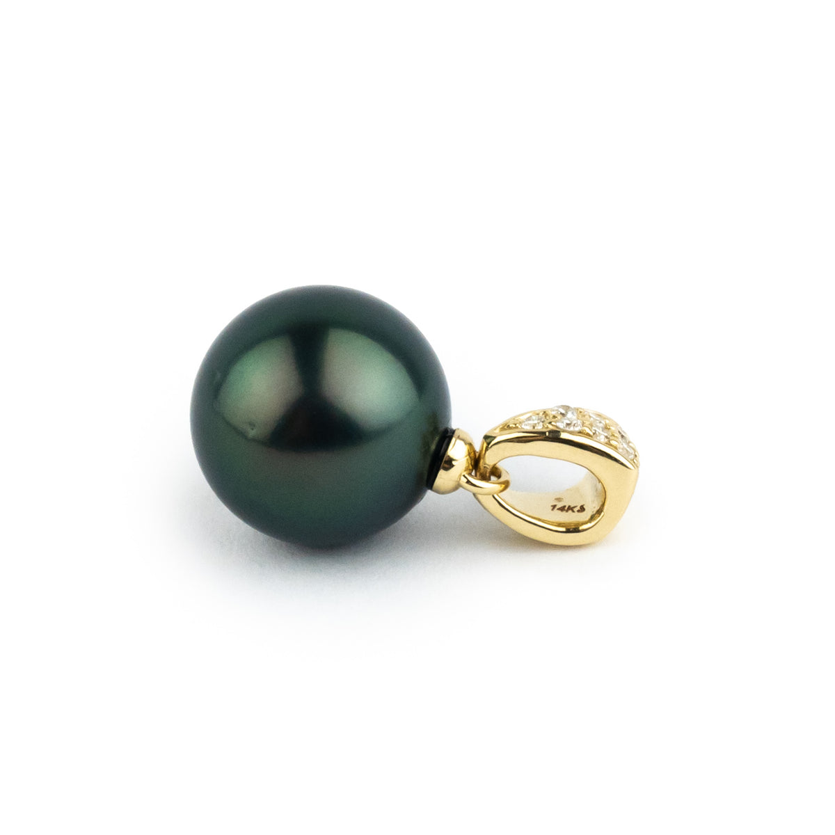 Tahitian Pearl & Diamond 12.3mm Maia Pendant on 14K Yellow Gold