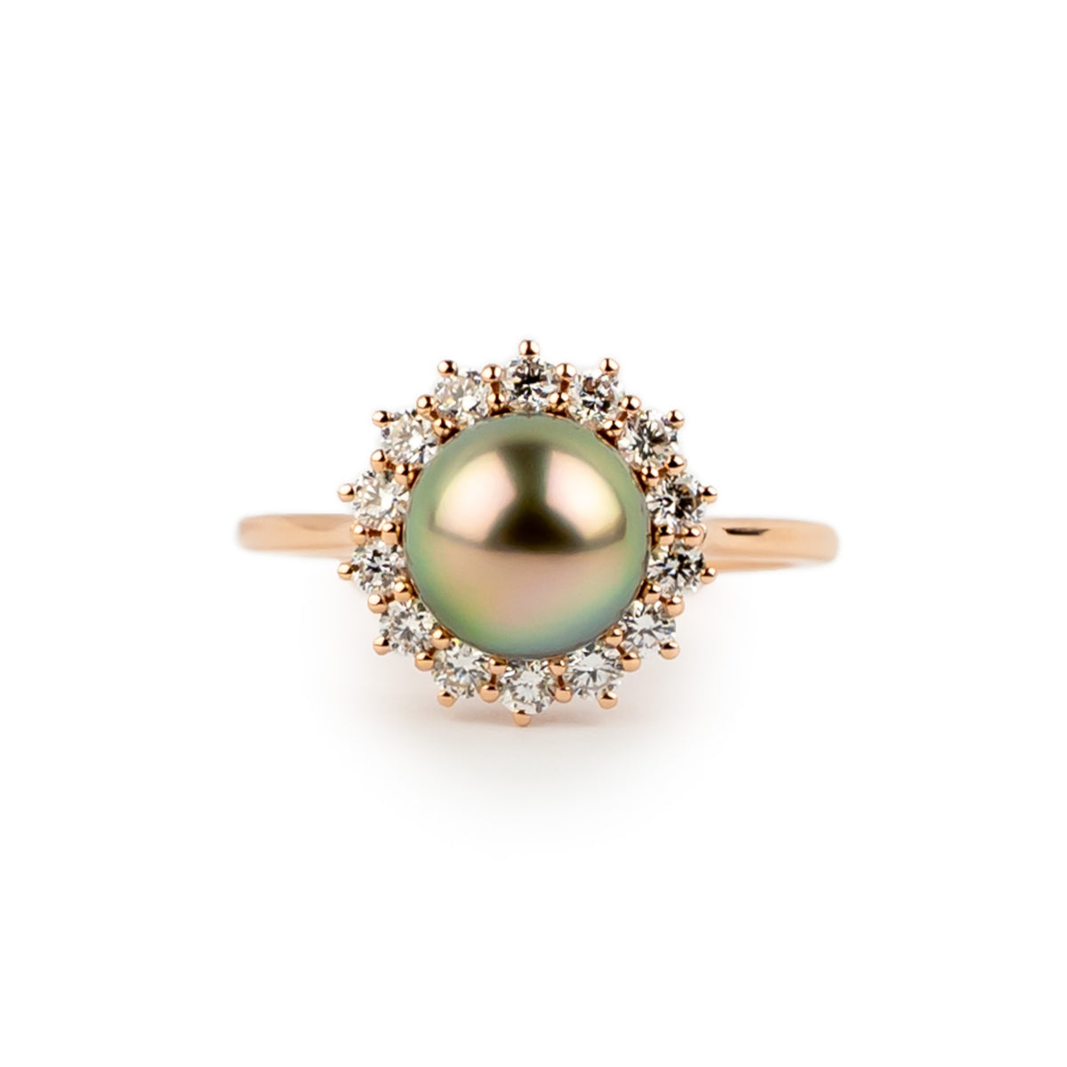 Tahitian Pearl & Diamond Soleil Ring on 14K Rose Gold