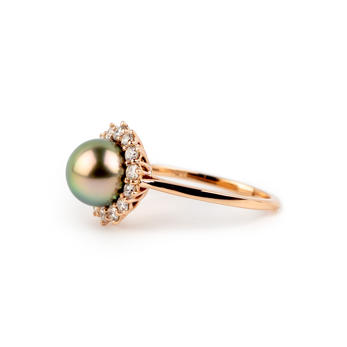 Tahitian Pearl & Diamond Soleil Ring on 14K Rose Gold