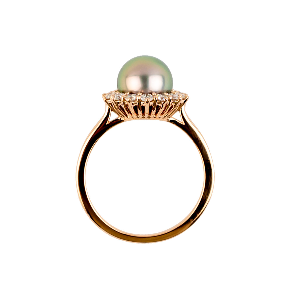 Tahitian Pearl & Diamond Soleil Ring on 14K Rose Gold