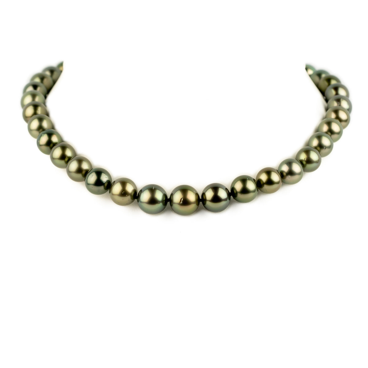 Golden Green Glow 10.1-13mm Tahitian Pearl Choker Strand