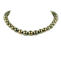 Golden Green Glow 10.1-13mm Tahitian Pearl Choker Strand
