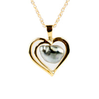 Gold Heart Tahitian Pearl Keshi Necklace