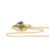Gold Heart Tahitian Pearl Keshi Necklace