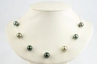 Golden Green Tin-Cup Tahitian Pearl Necklace on Sterling Silver