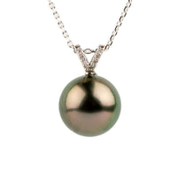 Aubergine Dream Tahitian Pearl & Diamond Hoa Necklace on 14K White Gold
