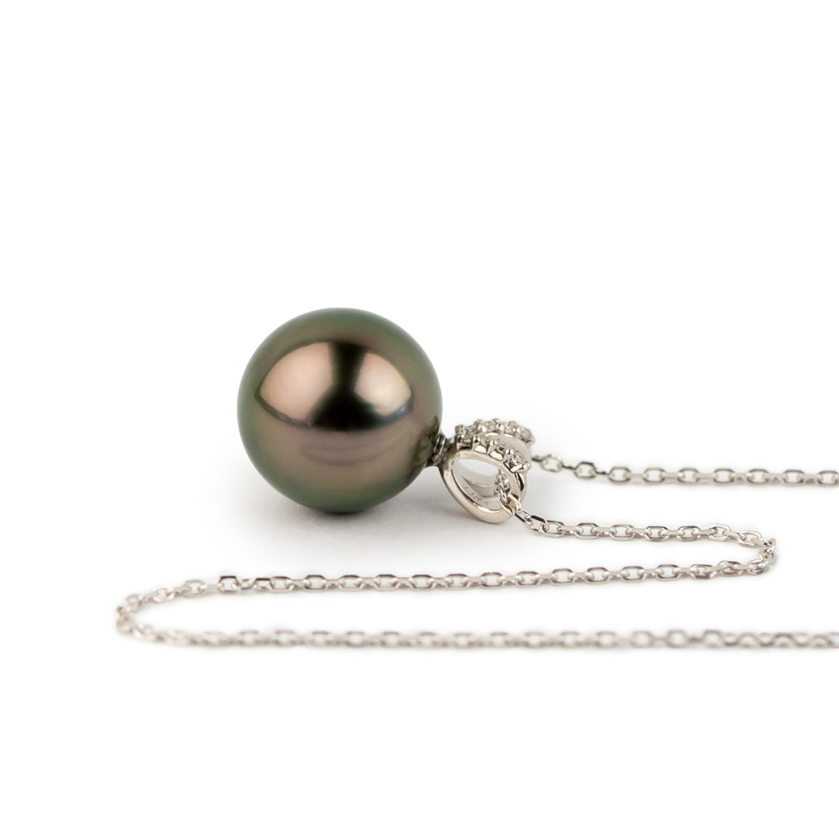 Aubergine Dream Tahitian Pearl & Diamond Hoa Necklace on 14K White Gold